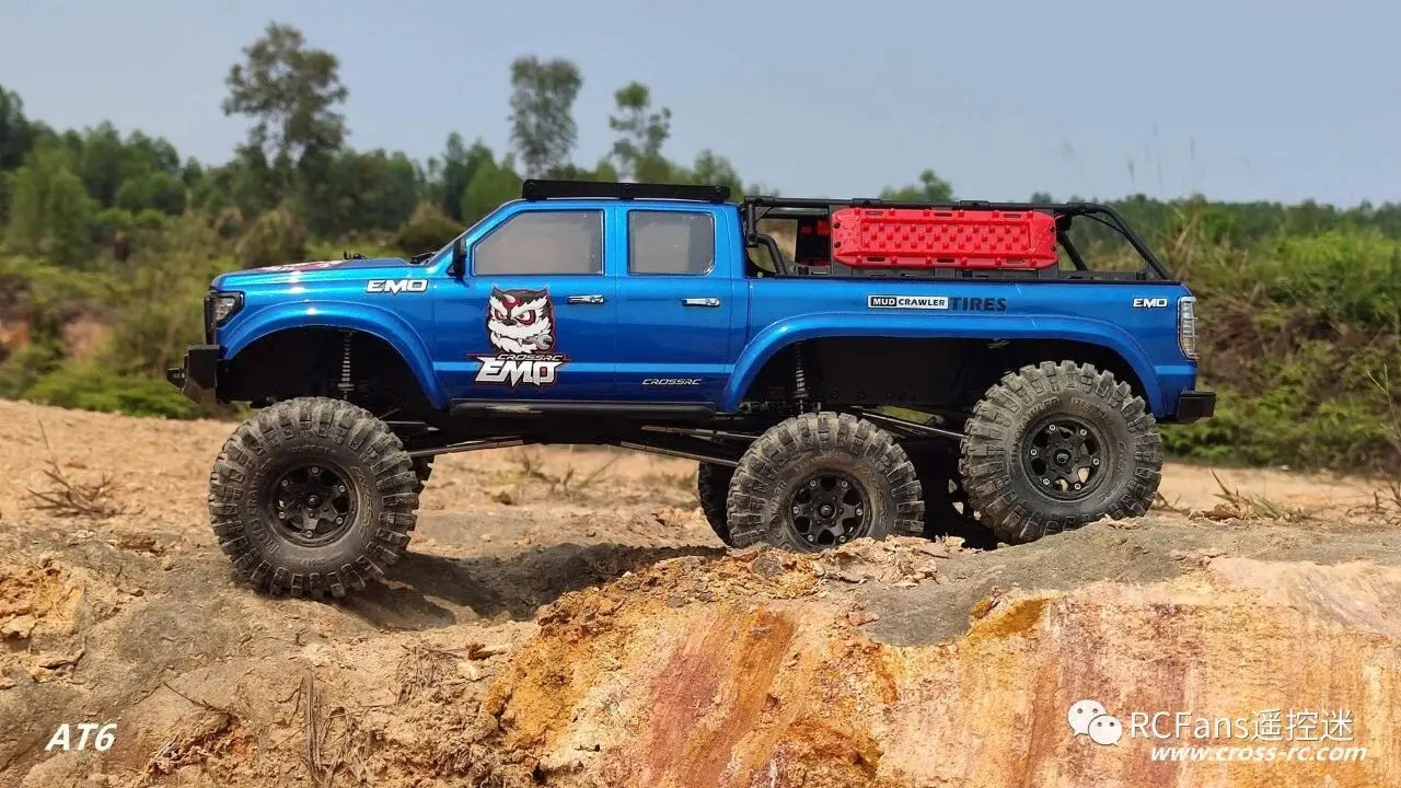 CROSSRC AT6 1/10 RC Crawler 6x6 Unimog Brushed Truck Three Portal Axle 6WD Independent Diff Lock 2-Speed RTR
