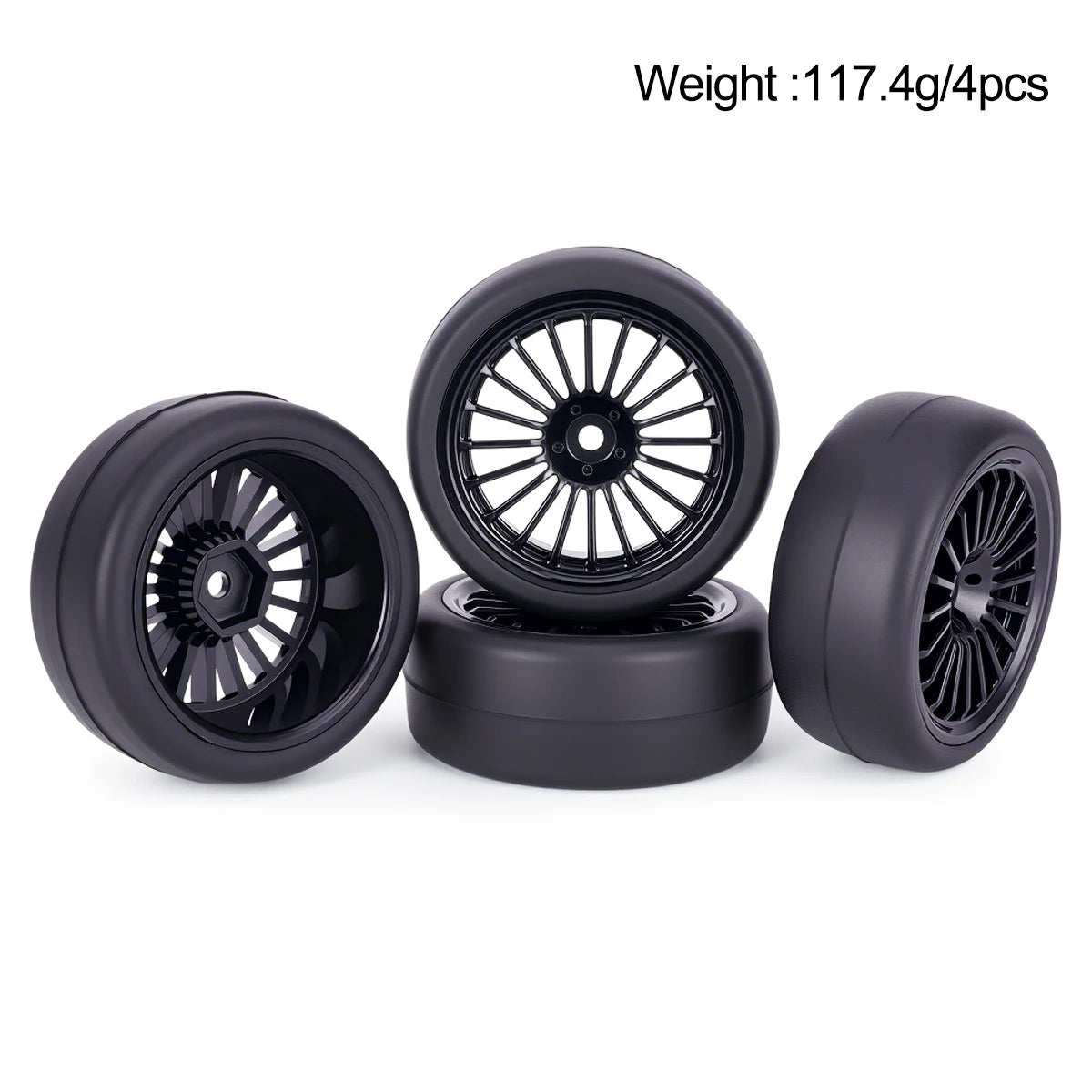 Pre-Glued Wheels & Tires Set - 65x26mm 12mm Hex Hubs