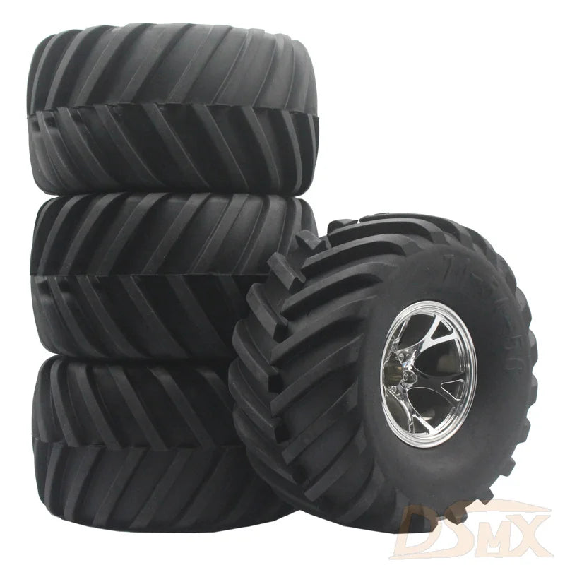 RC 1:10 Monster Truck Rubber Tires Tyre+Plastic Wheel Rim 4Pcs For HPI HSP 94188/94111/94108