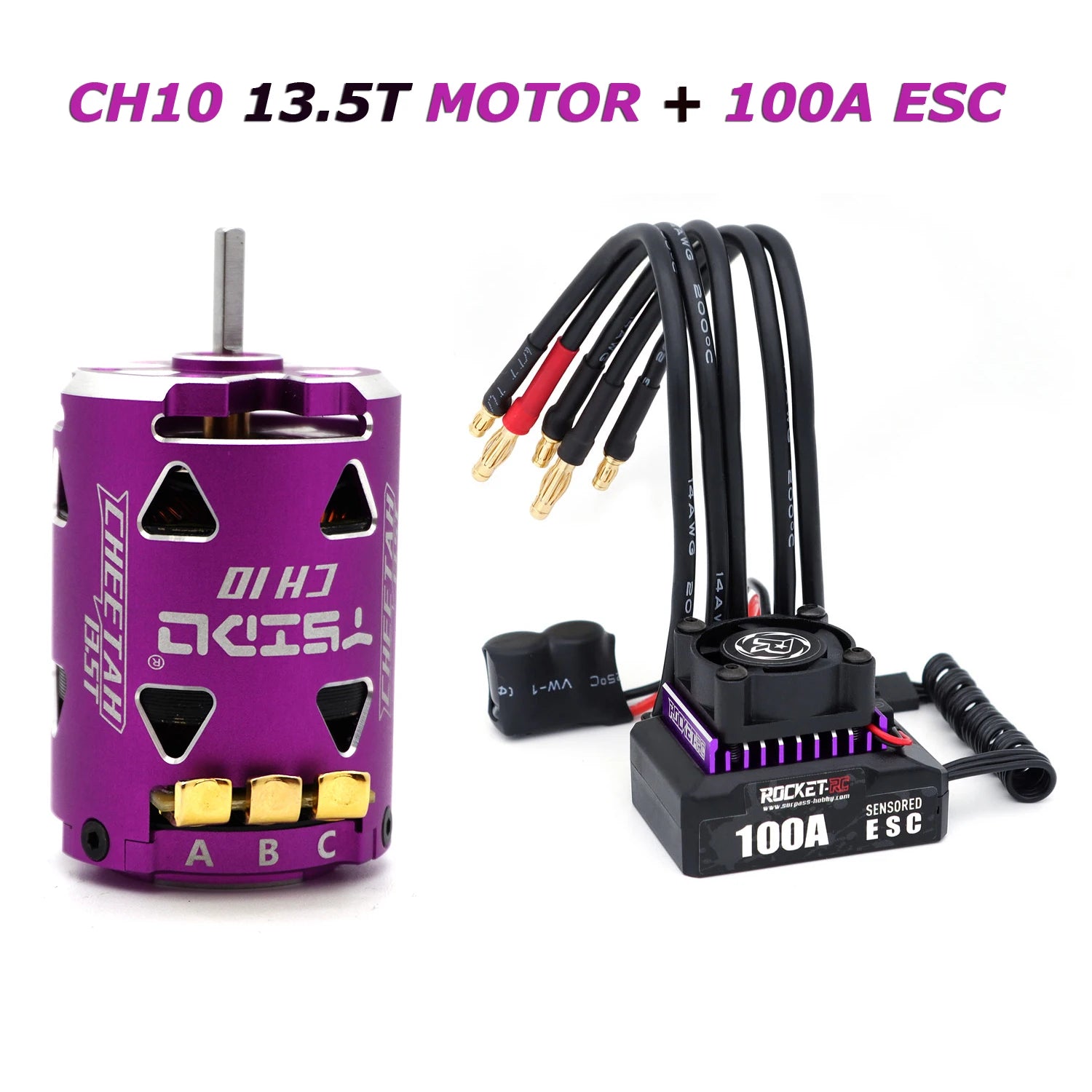 ROCKET RC 100A ESC w/ CH10 540 Motor 10.5T, 13.5T, 17.5T, 21.5T