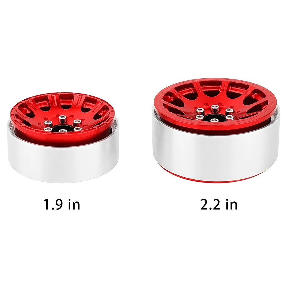 2/4Pcs 1/10 RC Car 1.9/2.2 Inch Beadlock Wheel Hub Rim Rims Aluminum Alloy for TRX4 TRX6 Axial SCX10 III AXI03007 GRT EX86190