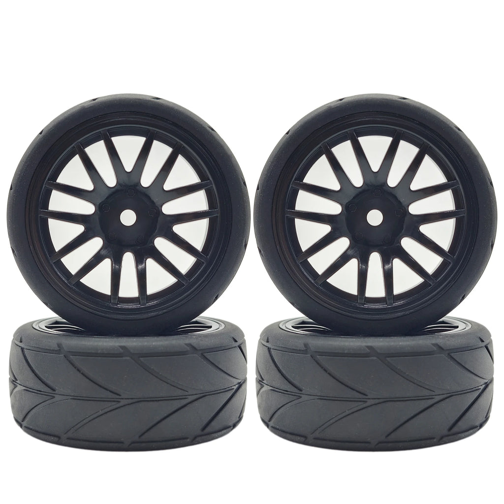 1/10 RC Racing Tires & Wheel Rims Hub 12mm Hex for 1:10 RC On Road Car Tamiya TT01 TT02 XV01 XV02 PTG-2 TA06 HSP HPI Kyosho