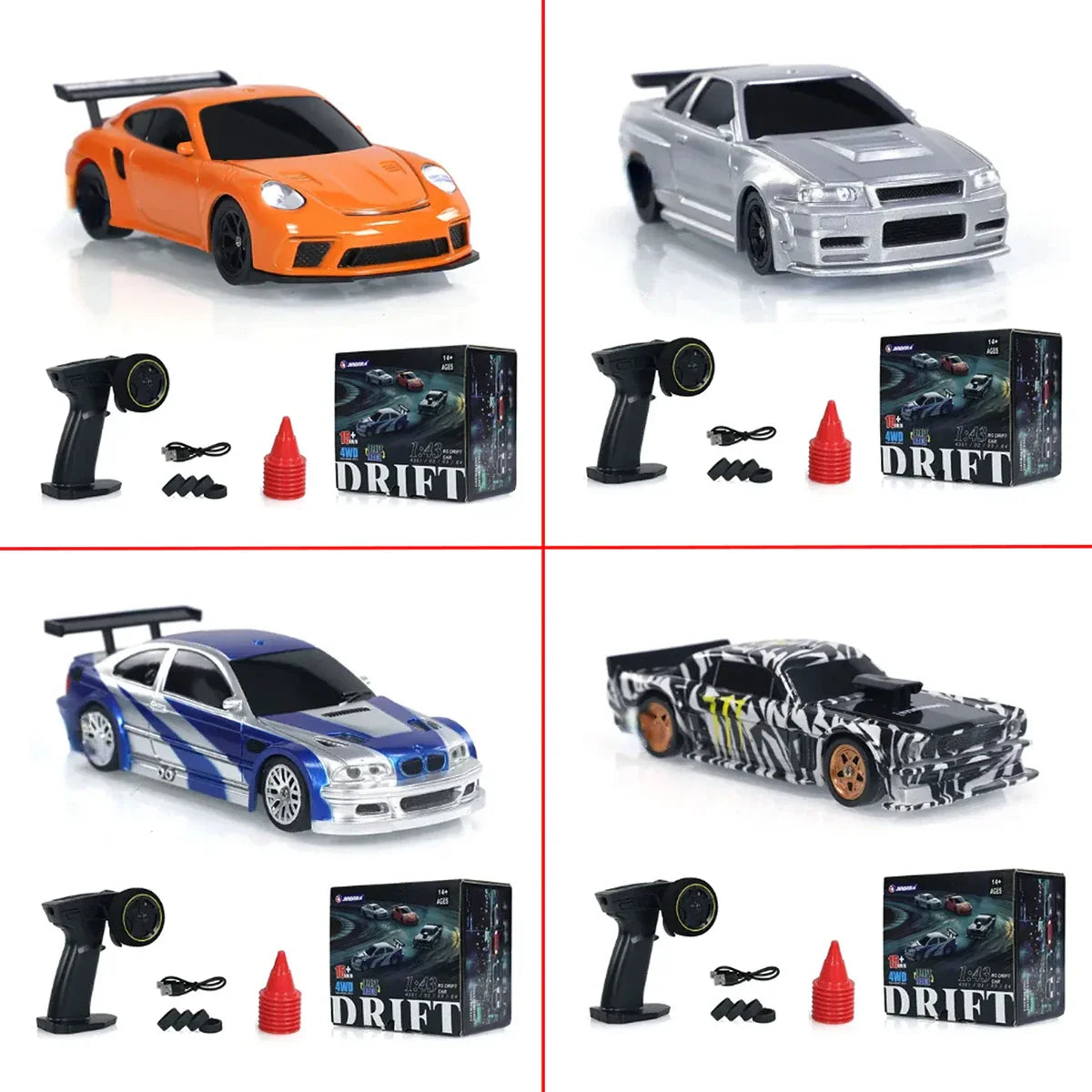 1/43 - 2.4G RC Drift Car's - 4WD High Speed,Four Wheel Drive Radio Controlled Mini