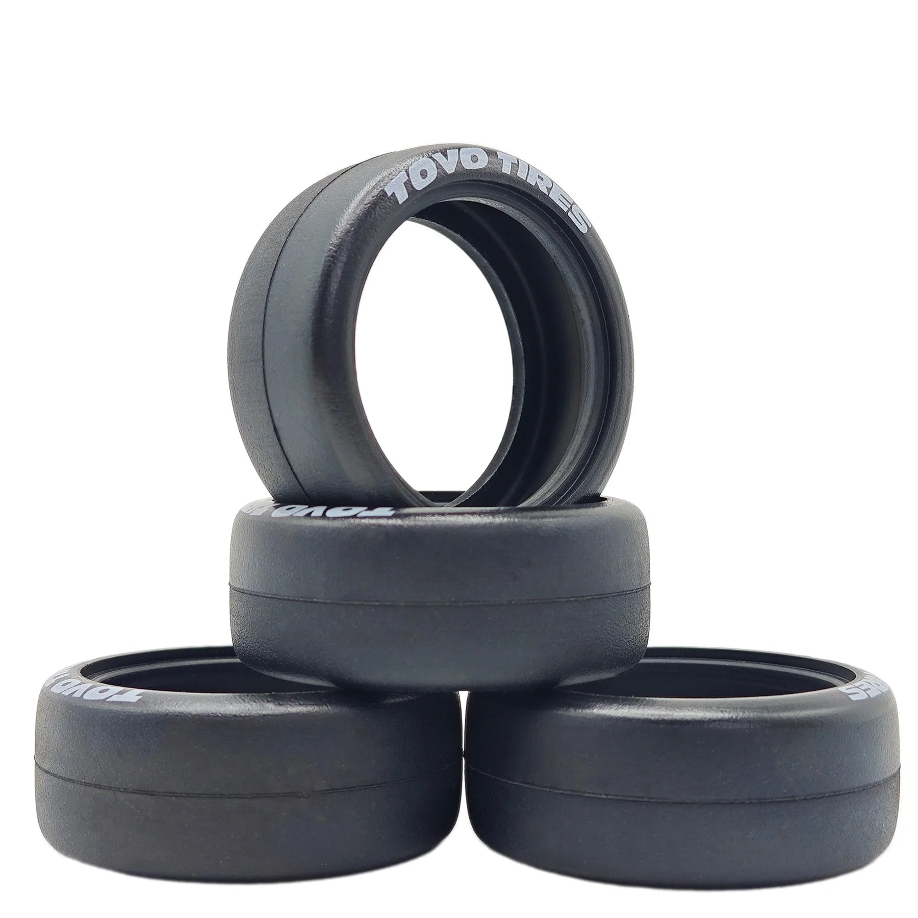 4Pcs 1/10 RC Drift Wheels Tires Hard Drift Racing Smooth Tread Tyres For 1:10 1/12 On Road Car TT01 TT02 Traxxas XV02 XV01 TA06