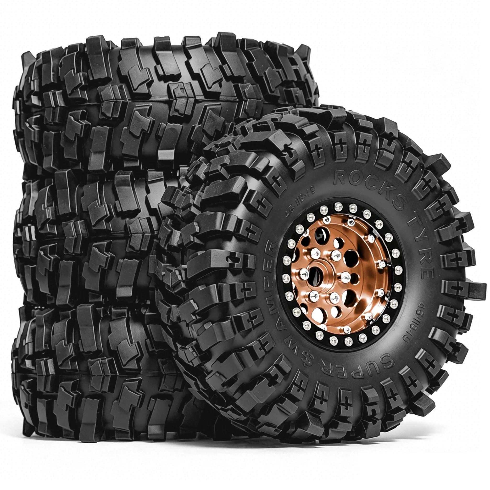 4PCS 1.9 - Metal Beadlock Wheels w/120mm Rubber Tires 1/10