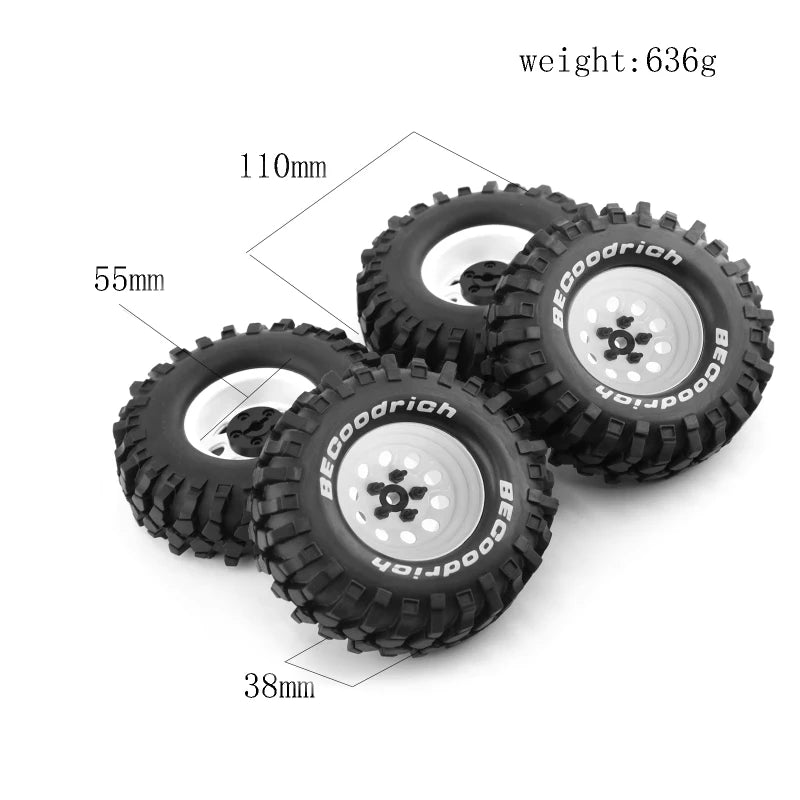 RC 1.9" Rubber Tires Beadlock Wheels Rims for 1/10 RC Crawler Car Traxxas TRX4 Axial SCX10 90046 90047 MST HSP Redcat Gen8