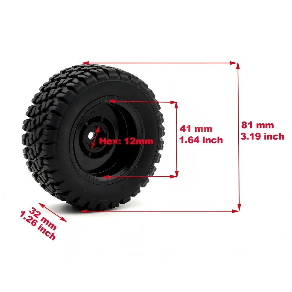 Tires for RC Car Wheel 4PCS 12mm Hex RC Car Tires for SCY 16101/2/3 MJX 16208/9 14209 JJRC Q130 C8805 HBX Wltoys Car 6304