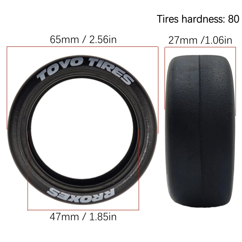 4Pcs 1/10 RC Drift Wheels Tires Hard Drift Racing Smooth Tread Tyres For 1:10 1/12 On Road Car TT01 TT02 Traxxas XV02 XV01 TA06