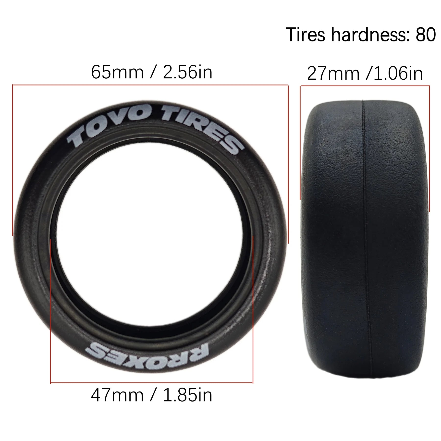 4Pcs 1/10 RC Drift Wheels Tires Hard Drift Racing Smooth Tread Tyres For 1:10 1/12 On Road Car TT01 TT02 Traxxas XV02 XV01 TA06