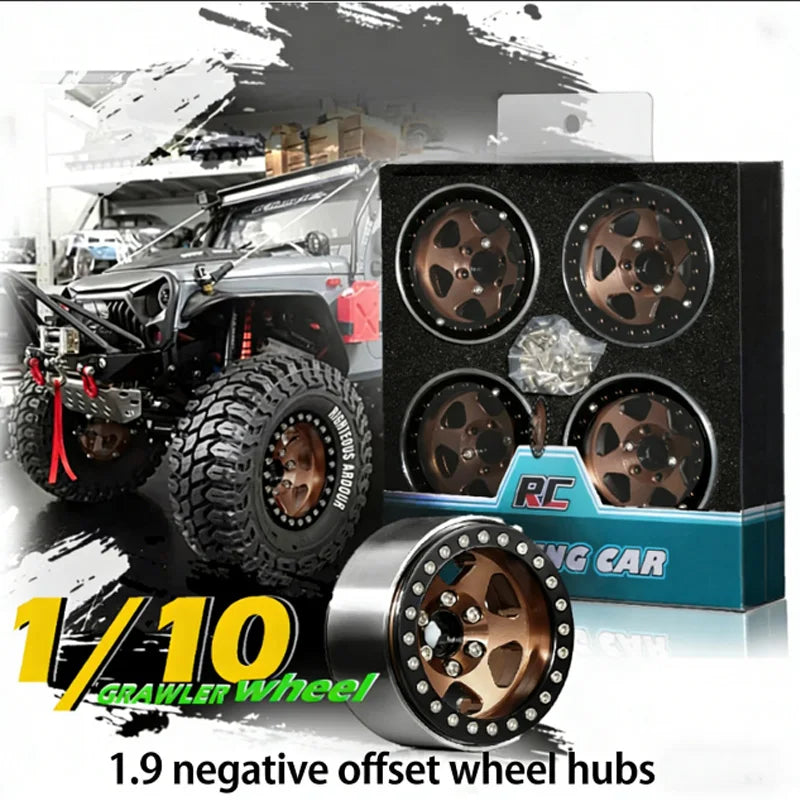 4pcs 1.9 Beadlock Wheel（4PCS） Rim -10mm Hex 12mm Fit for 1/10 RC Crawler TRX4 TRX6 Axial SCX10 II III 90046 Redcat GEN7 VS4-10