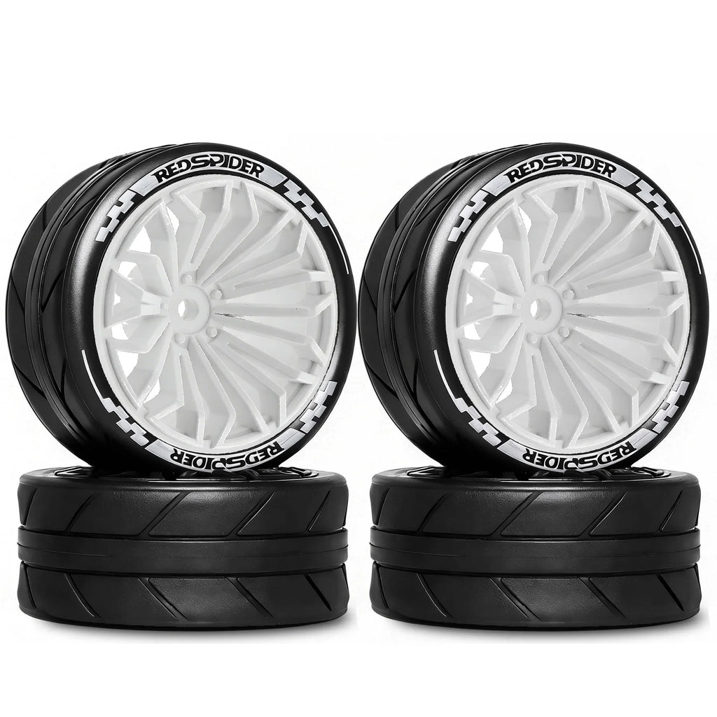 1/10 RC On Road Tires OD 2.55'' Plastic Wheels 12mm Hex for 1:10 Racing Touring Street Car Tamiya TT01 HPI KYOSHO HSP PTG2