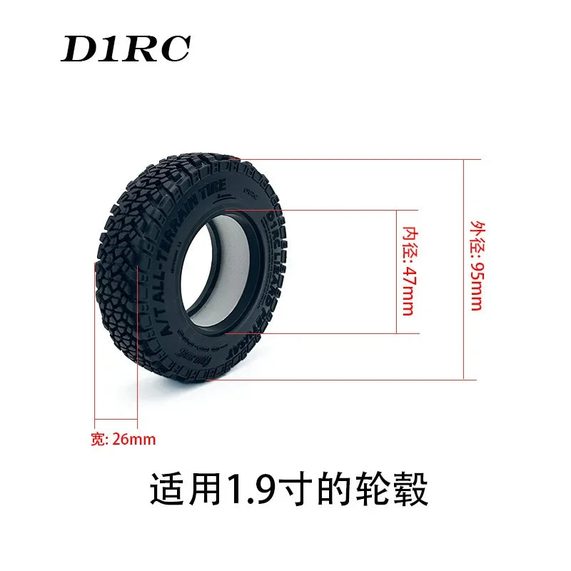 1.9-inch Rubber Tires for 1/10 RC Crawler Car TRX4 Defender Bronco AXIAL SCX10 RC4WD D90 D110 Sport Jeep Chevrolet Wheel Parts