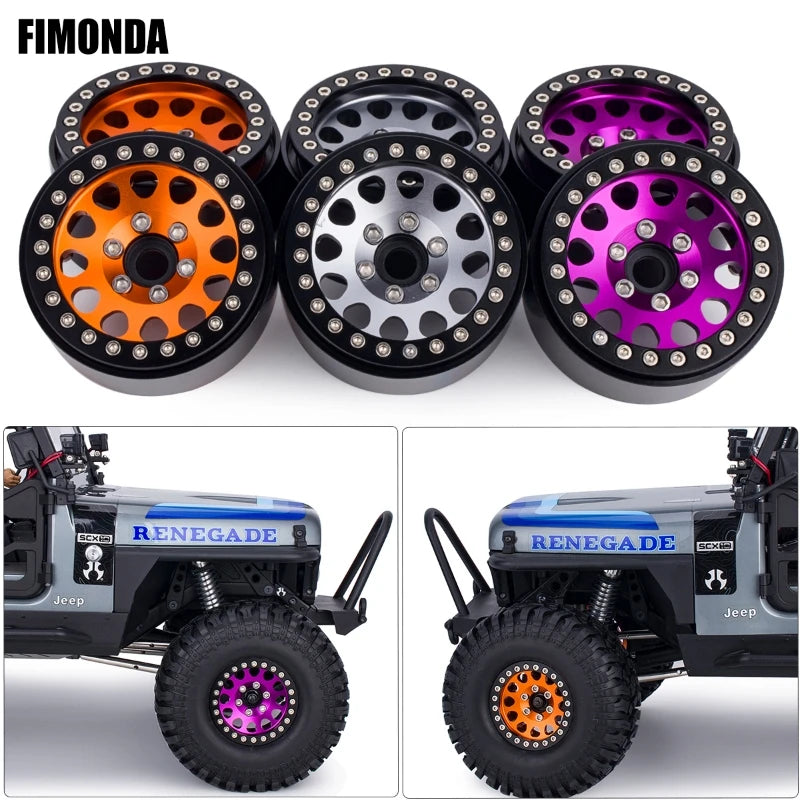 1.9" Aluminum Beadlock Wheels for 1/10 RC Crawler - Compatible with Axial SCX10, Wraith, TRX4, TRX6, D90, Tamiya, Capra （4Pcs ）