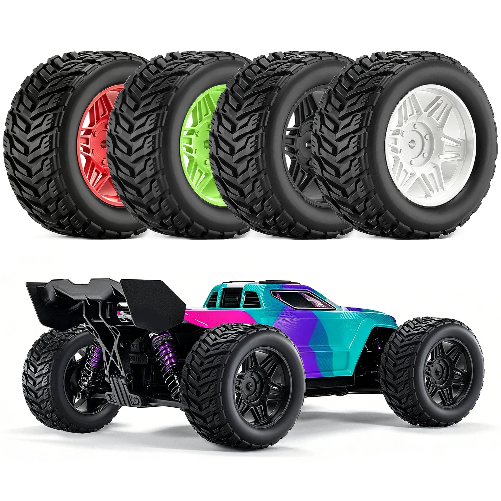 4pcs RC Wheels Tire Set 90*45mm with 12mm Hex for ARRMA 1/16 Mini Kraton 3S BLX RC Truck Upgrade Parts Accessories