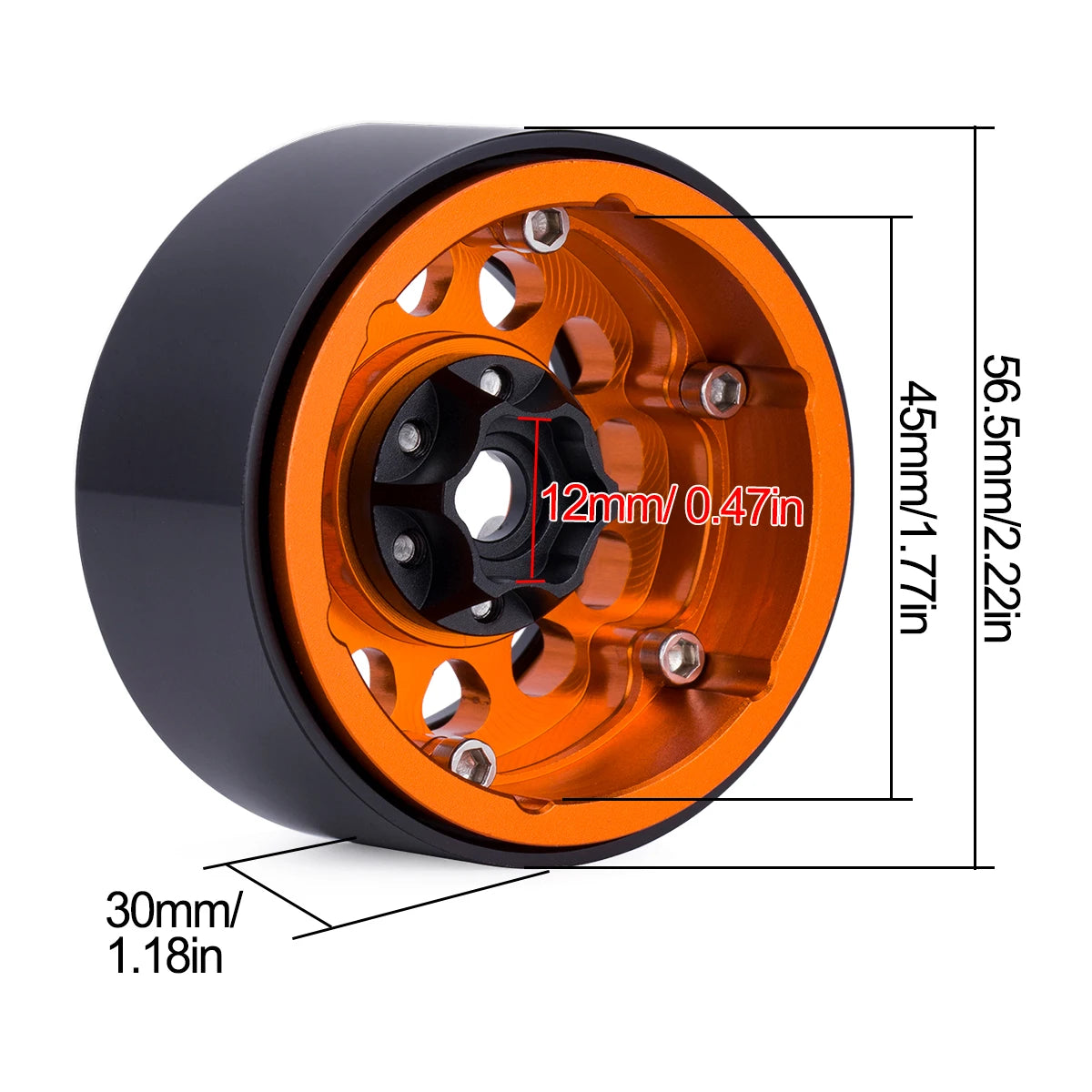 1.9" Aluminum Beadlock Wheels for 1/10 RC Crawler - Compatible with Axial SCX10, Wraith, TRX4, TRX6, D90, Tamiya, Capra （4Pcs ）