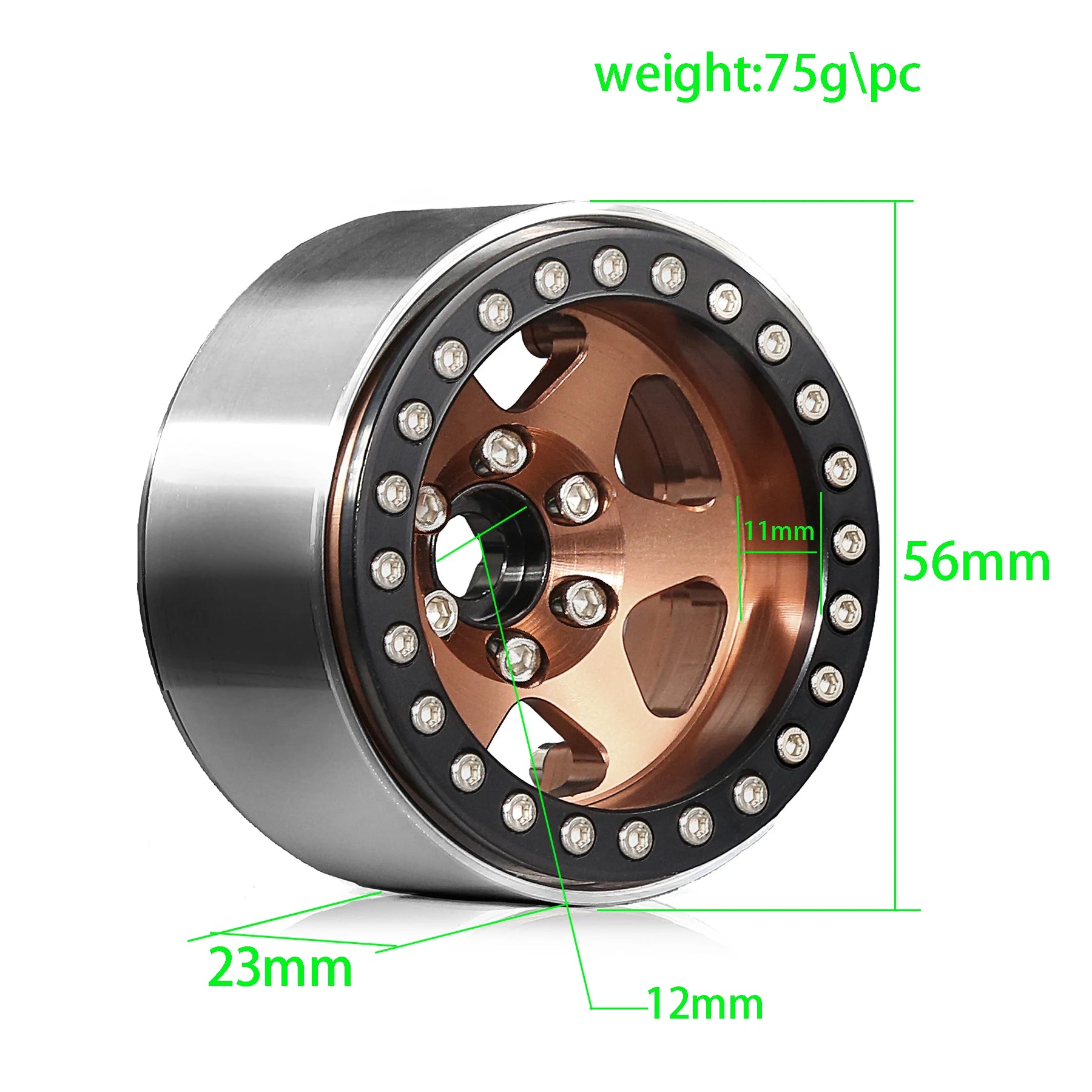 4pcs 1.9 Beadlock Wheel（4PCS） Rim -10mm Hex 12mm Fit for 1/10 RC Crawler TRX4 TRX6 Axial SCX10 II III 90046 Redcat GEN7 VS4-10