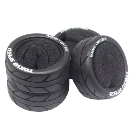 1/10 Racing Wheels & Tire Set - 12mm Hex Metal Rims