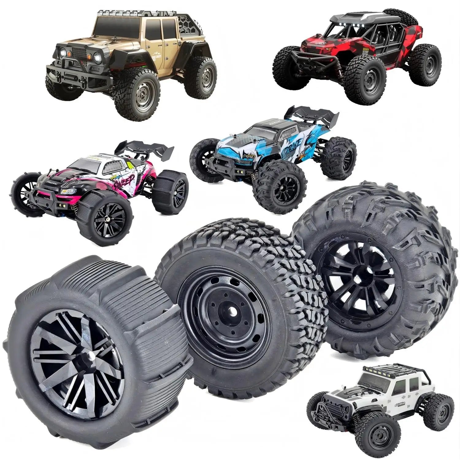 Tires for RC Car 1/14 1/16 RC Car Tires Wheel 4PCS 12mm Hex SCY 16101/2/3 MJX 16208/9 14209 JJRC Q130 C8805 HBX Wltoys Car Tires