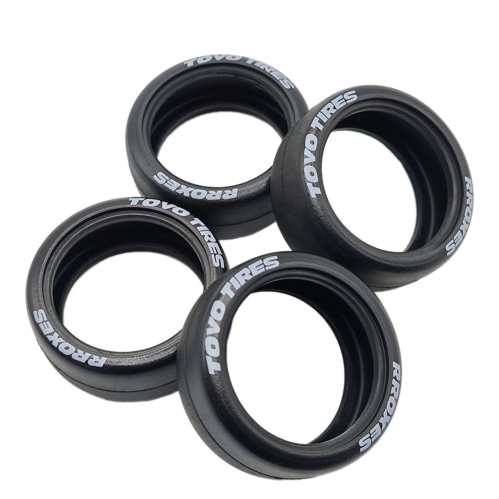 4Pcs 1/10 RC Drift Wheels Tires Hard Drift Racing Smooth Tread Tyres For 1:10 1/12 On Road Car TT01 TT02 Traxxas XV02 XV01 TA06