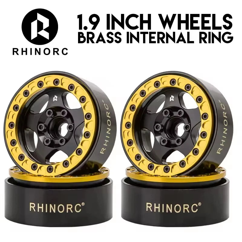 RhinoRC 1.9" Brass Aluminum Alloy Beadlock Wheel Rim 24.5mm Narrow Width 127g for 1/10 RC Crawler Car SCX10 TRX4 VS4-10 Gen8
