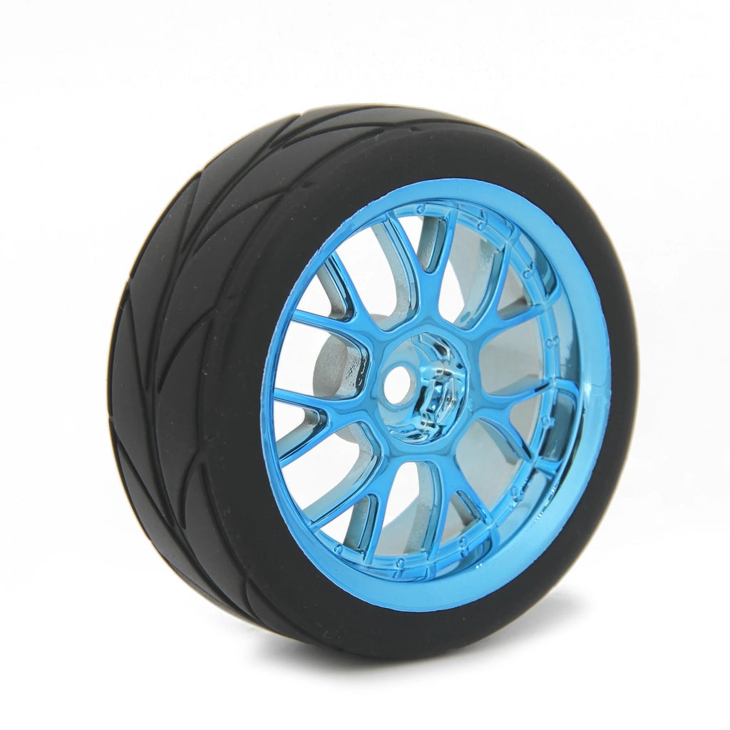 1.9 Inch 65mm Wheel Tyres Tires 12mm Hex Blue Rim Durable Rubber for 1/10 1/12 1/14 RC Car Racing Competitable Wltoys 144001