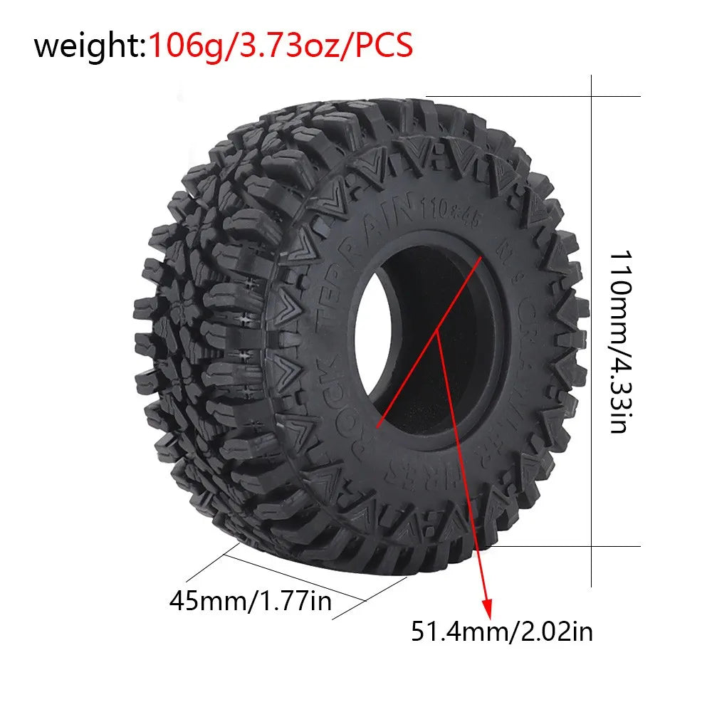 4pcs 110mm Dirt 1.9 "rubber Tires For 1/10 Rc Track Axle Scx10 Pro Capra Trxs Trx4 Rc4wd D90 Redcat
