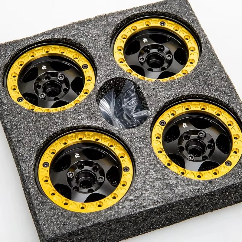 RhinoRC 1.9" Brass Aluminum Alloy Beadlock Wheel Rim 24.5mm Narrow Width 127g for 1/10 RC Crawler Car SCX10 TRX4 VS4-10 Gen8