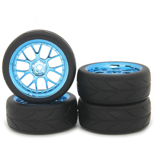 1.9 Inch 65mm Wheel Tyres Tires 12mm Hex Blue Rim Durable Rubber for 1/10 1/12 1/14 RC Car Racing Competitable Wltoys 144001