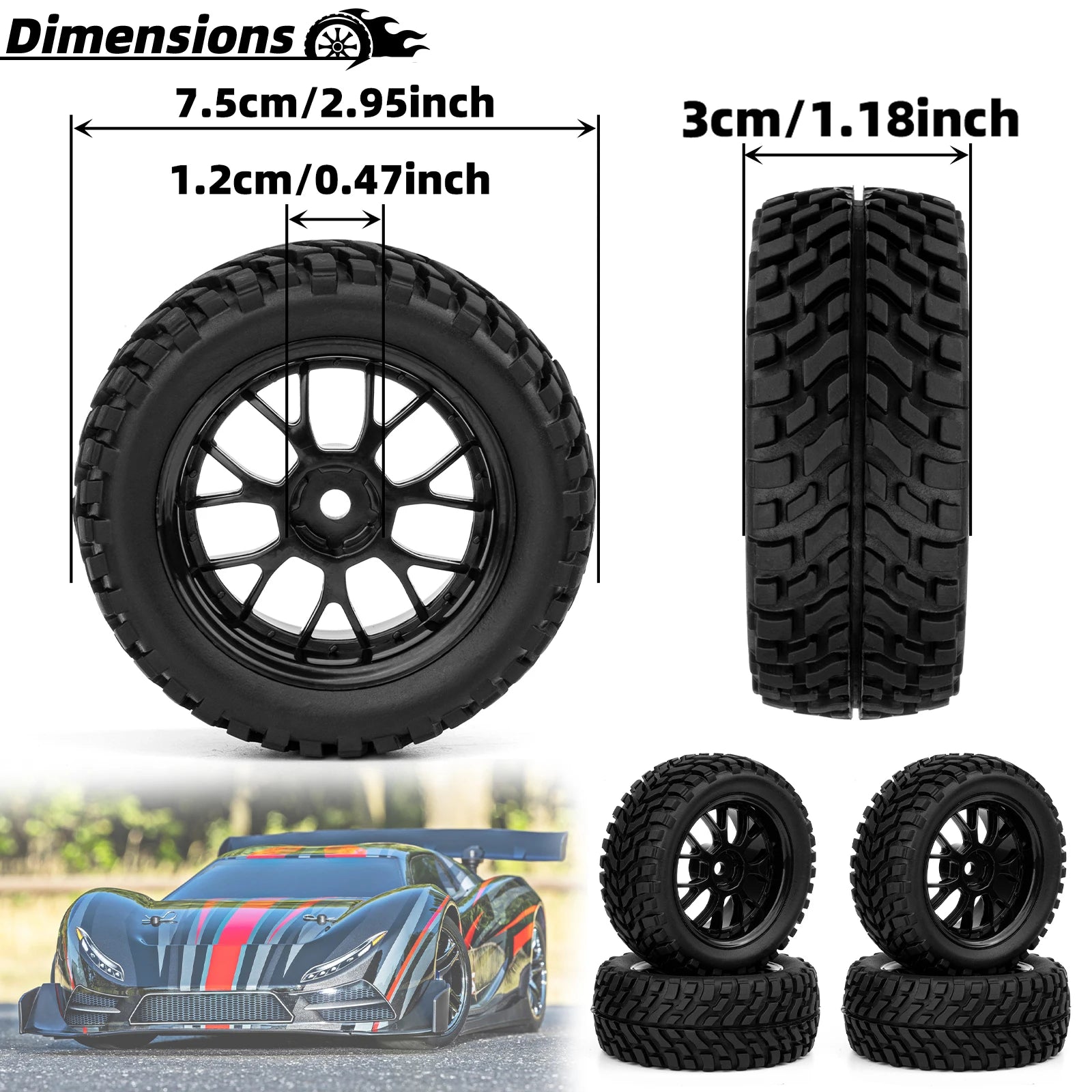 2.55" wheel & Tire - 12mm Hex