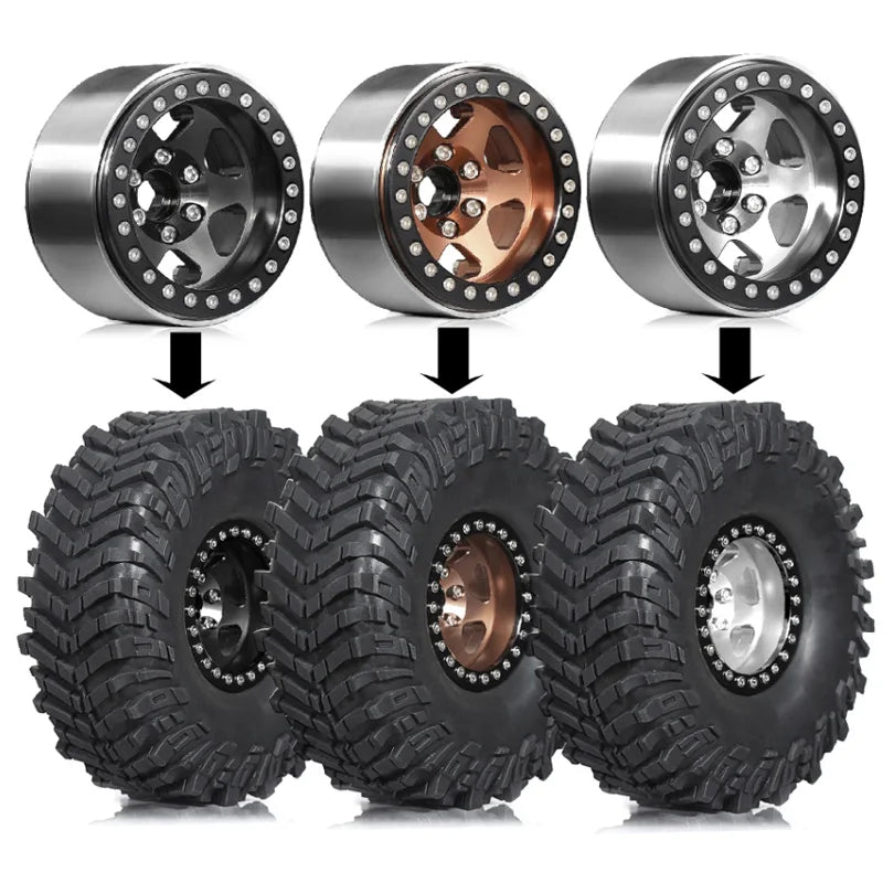 4pcs 1.9 Beadlock Wheel（4PCS） Rim -10mm Hex 12mm Fit for 1/10 RC Crawler TRX4 TRX6 Axial SCX10 II III 90046 Redcat GEN7 VS4-10