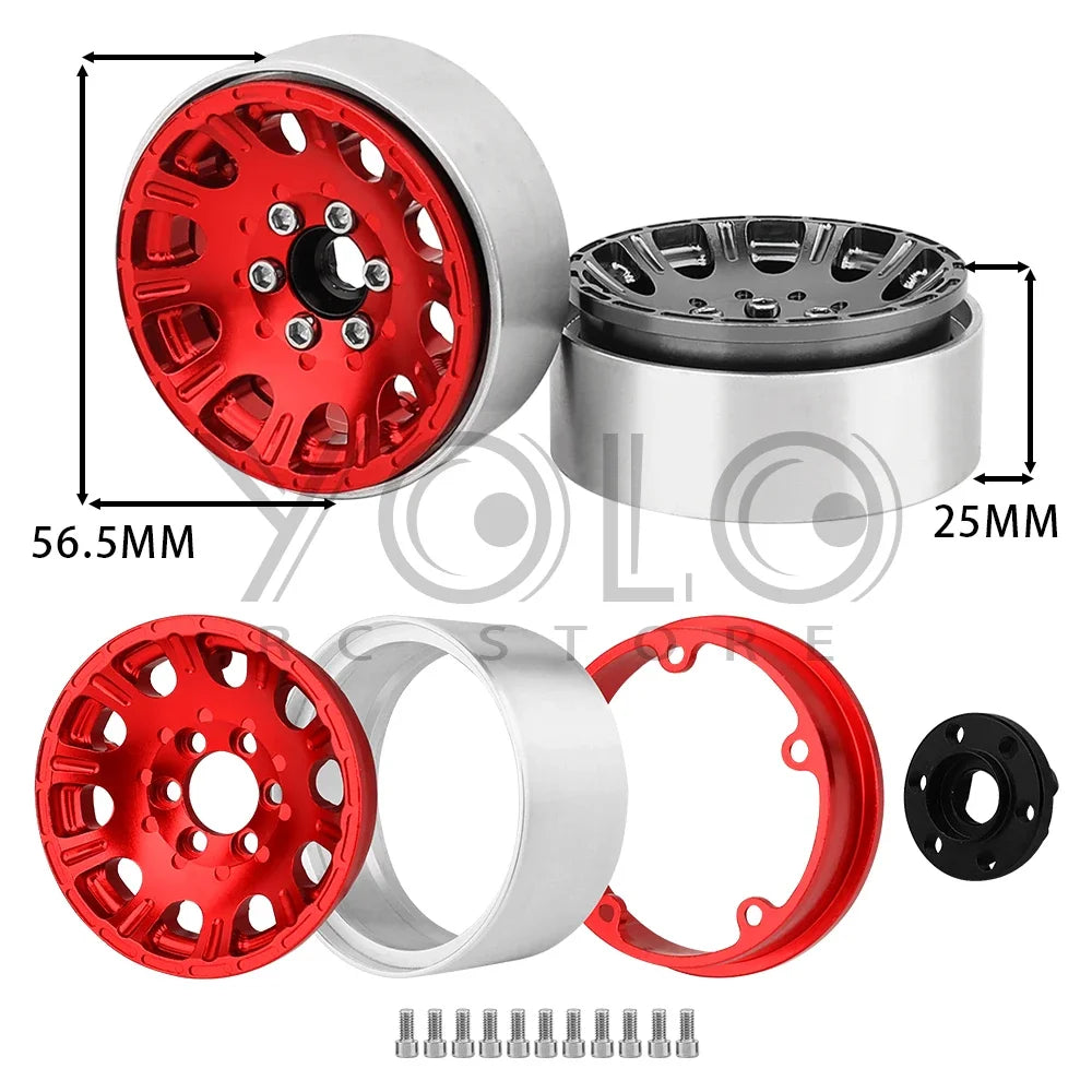 2/4Pcs 1/10 RC Car 1.9/2.2 Inch Beadlock Wheel Hub Rim Rims Aluminum Alloy for TRX4 TRX6 Axial SCX10 III AXI03007 GRT EX86190