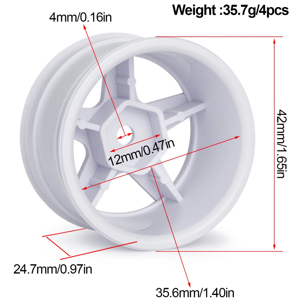 RC Racing Wheels Rims and Tires 12mm Hex for Tamiya 1/10 M03 M04 M05 MB01 MF01 XM01 SW01 T301 Accessories
