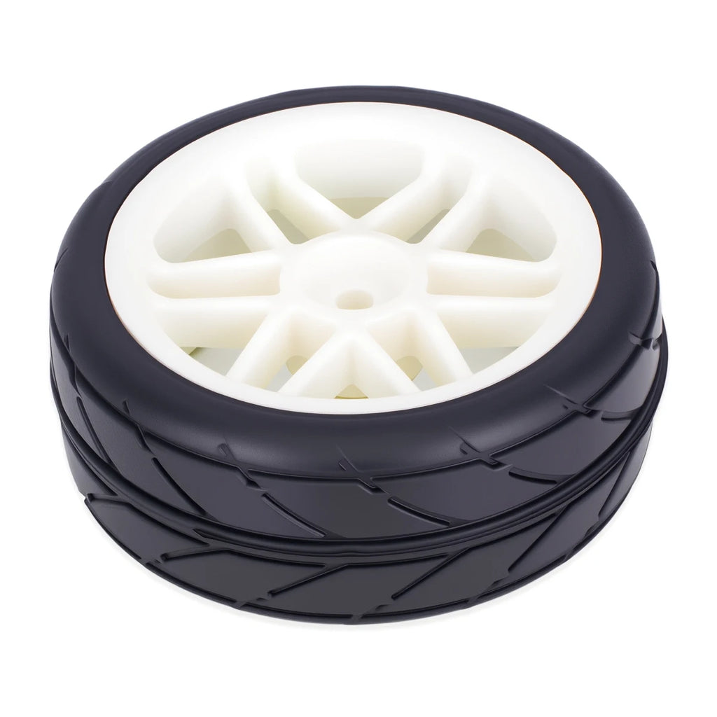 Pre-Glued RC Wheels Tires Set 4PCS for 1/10 - 65x26mm 12mm Hex Hubs Compatible with Tamiya TT01 TT02 XV01 XV02 TA06 HSP Models