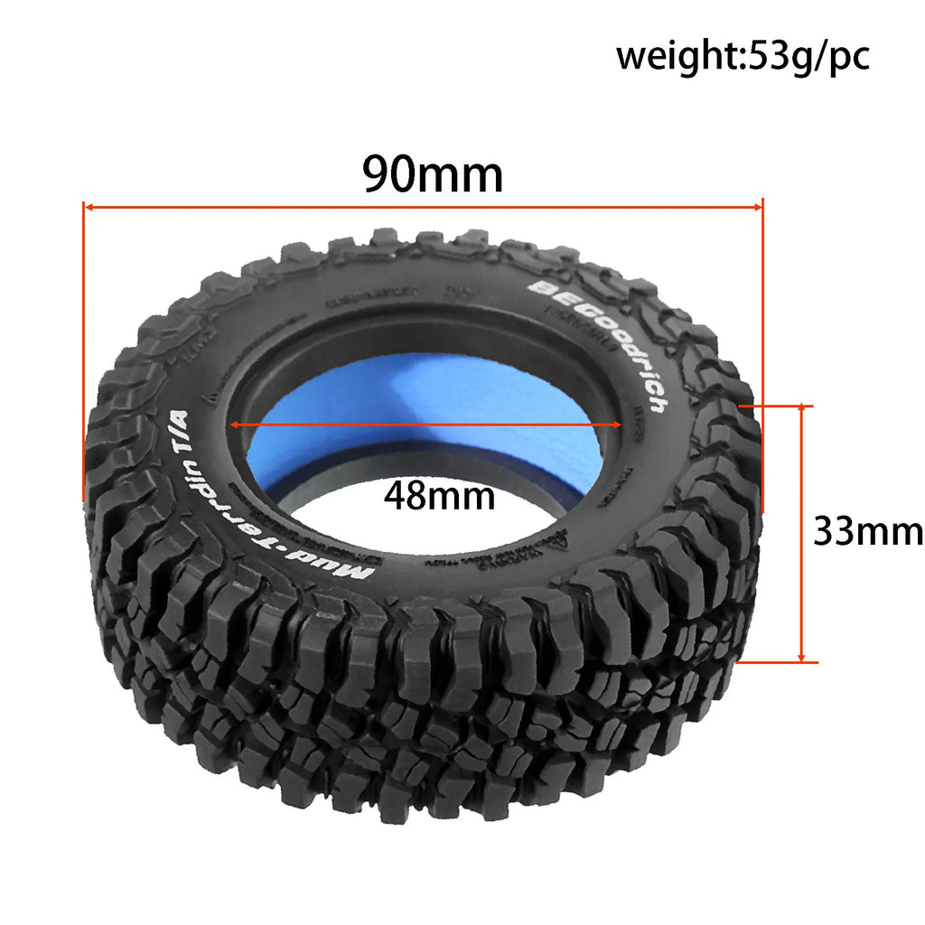 4pcs 90x33mm 1.9" Rubber Off Road Tire w/Foam