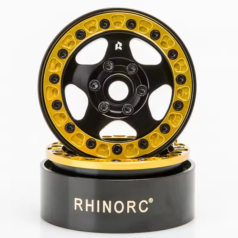 RhinoRC 1.9" Brass Aluminum Alloy Beadlock Wheel Rim 24.5mm Narrow Width 127g for 1/10 RC Crawler Car SCX10 TRX4 VS4-10 Gen8