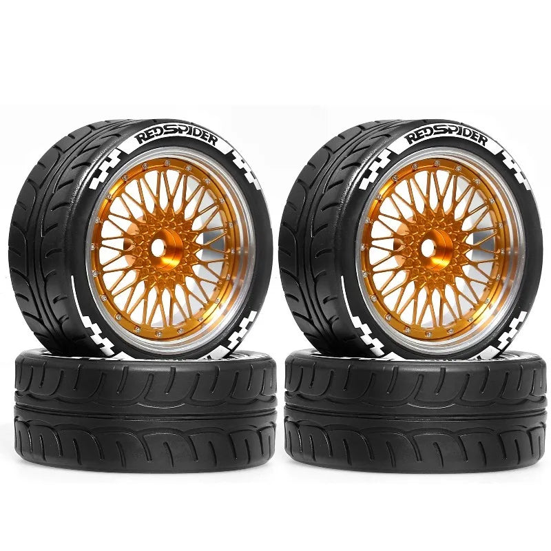 1/10 RC Racing Wheels Tires Metal Wheel Rims Hub12mm Hex for 1:10 RC On Road Car Tamiya Kyosho TT01 TT02 XV01PTG-2 HSP HPI