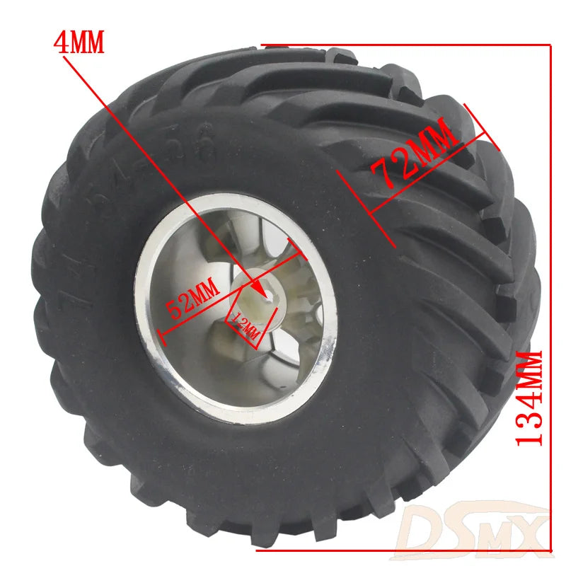 RC 1:10 Monster Truck Rubber Tires Tyre+Plastic Wheel Rim 4Pcs For HPI HSP 94188/94111/94108