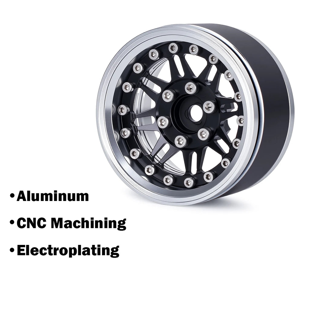 1.9" Aluminum Beadlock Wheels - Adjustable Offset Wheel Rims for 1/10 RC Crawler, Fits TRX4, Axial SCX10, Redcat GEN8, RC4WD D90