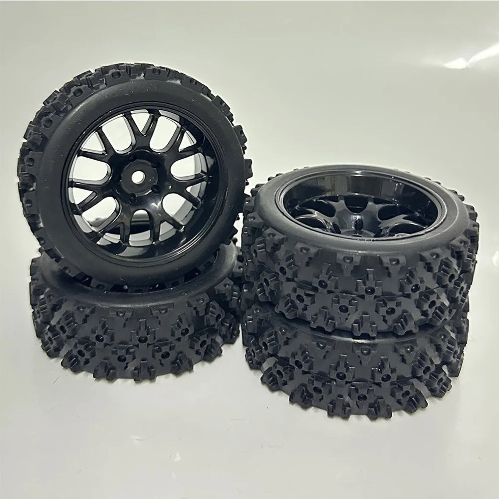 4pcs RC 12mm Hex Rally Wheels and Tires Suitable for 1/12 1/14 1/16 1/18 RC Off Road On-Roas Touring Small Buggy