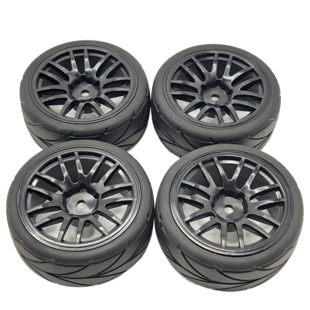 1/10 RC Racing Tires & Wheel Rims Hub 12mm Hex for 1:10 RC On Road Car Tamiya TT01 TT02 XV01 XV02 PTG-2 TA06 HSP HPI Kyosho