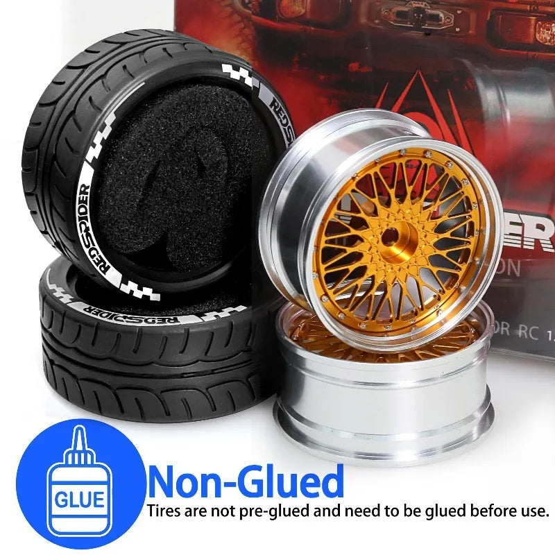 1/10 RC Racing Wheels Tires Metal Wheel Rims Hub12mm Hex for 1:10 RC On Road Car Tamiya Kyosho TT01 TT02 XV01PTG-2 HSP HPI