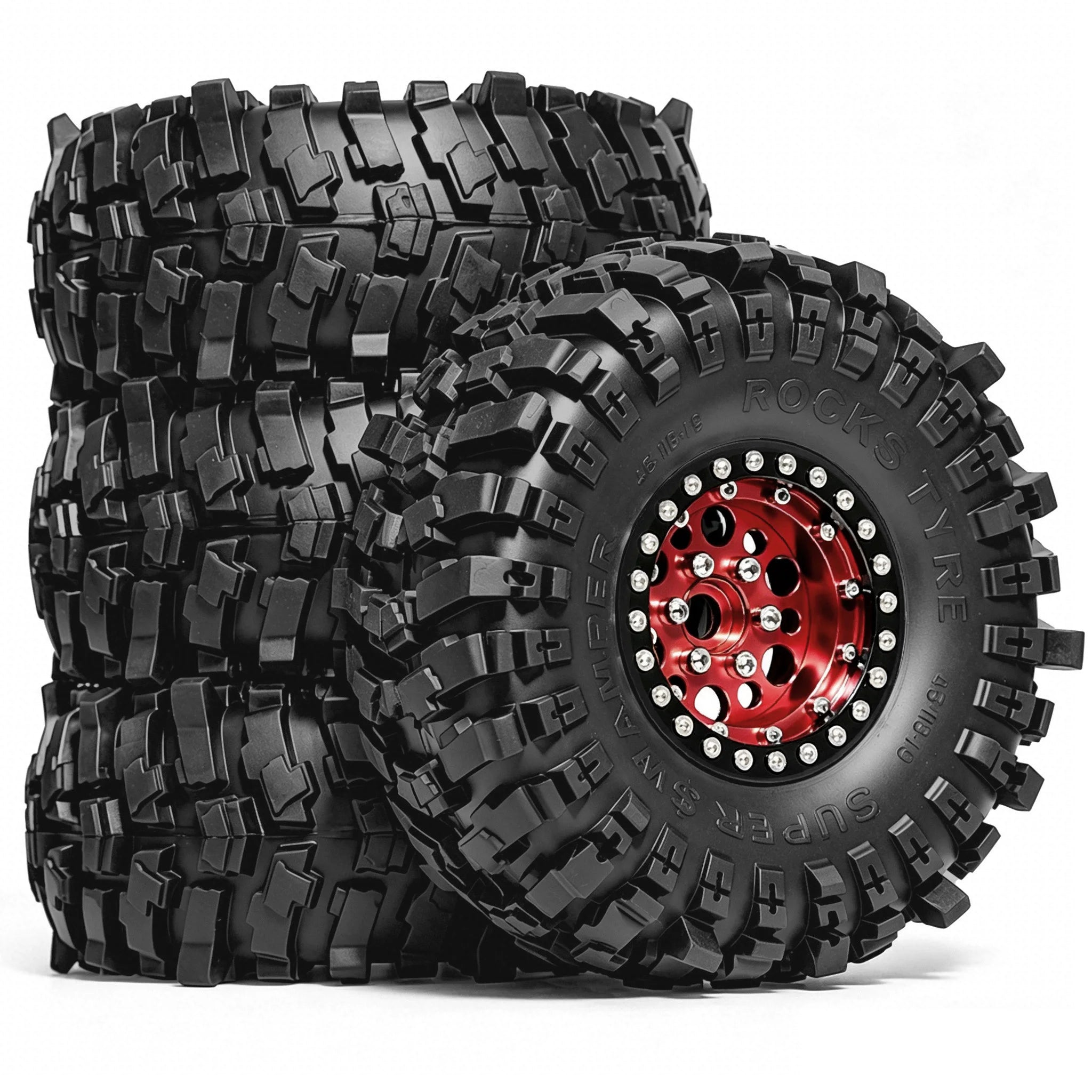 4PCS 1.9 - Metal Beadlock Wheels w/120mm Rubber Tires 1/10