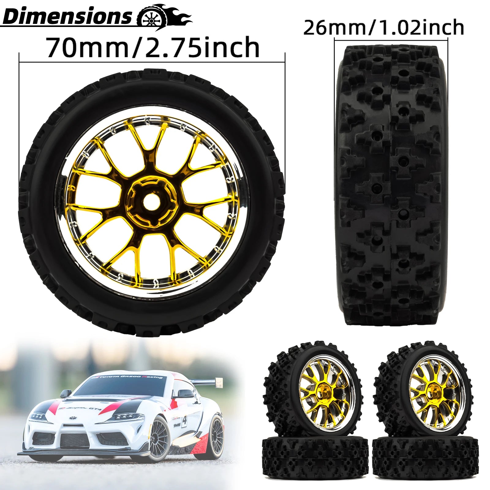 2.55" wheel & Tire - 12mm Hex