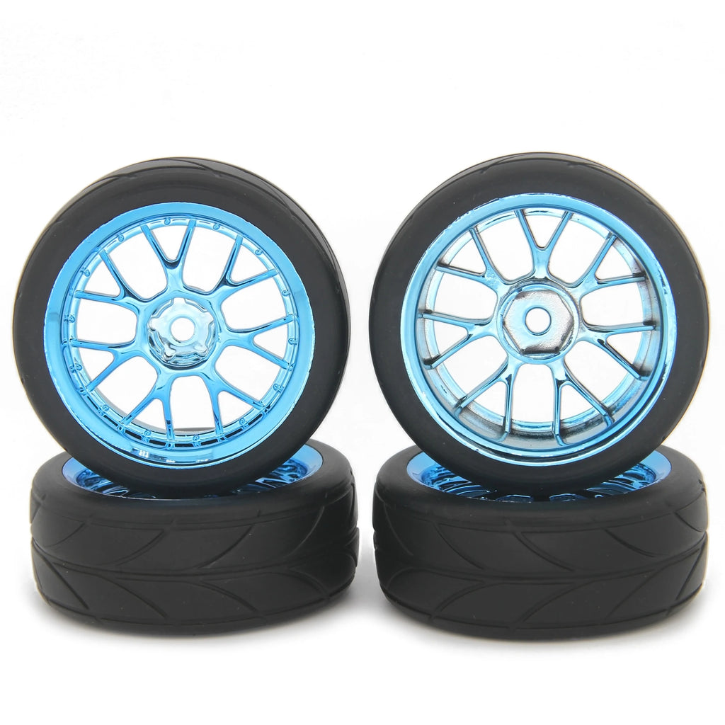 1.9 Inch 65mm Wheel Tyres Tires 12mm Hex Blue Rim Durable Rubber for 1/10 1/12 1/14 RC Car Racing Competitable Wltoys 144001
