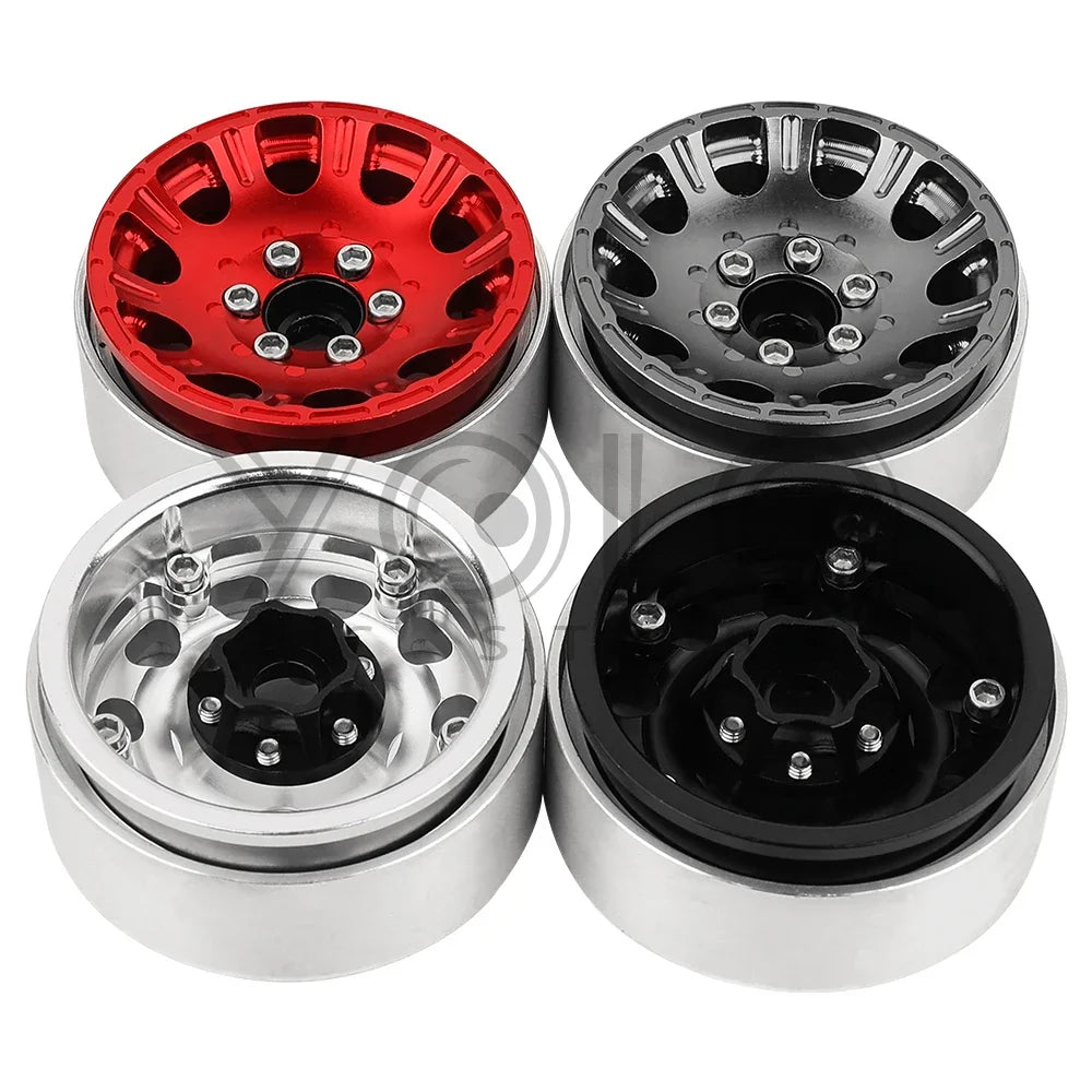 2/4Pcs 1/10 RC Car 1.9/2.2 Inch Beadlock Wheel Hub Rim Rims Aluminum Alloy for TRX4 TRX6 Axial SCX10 III AXI03007 GRT EX86190