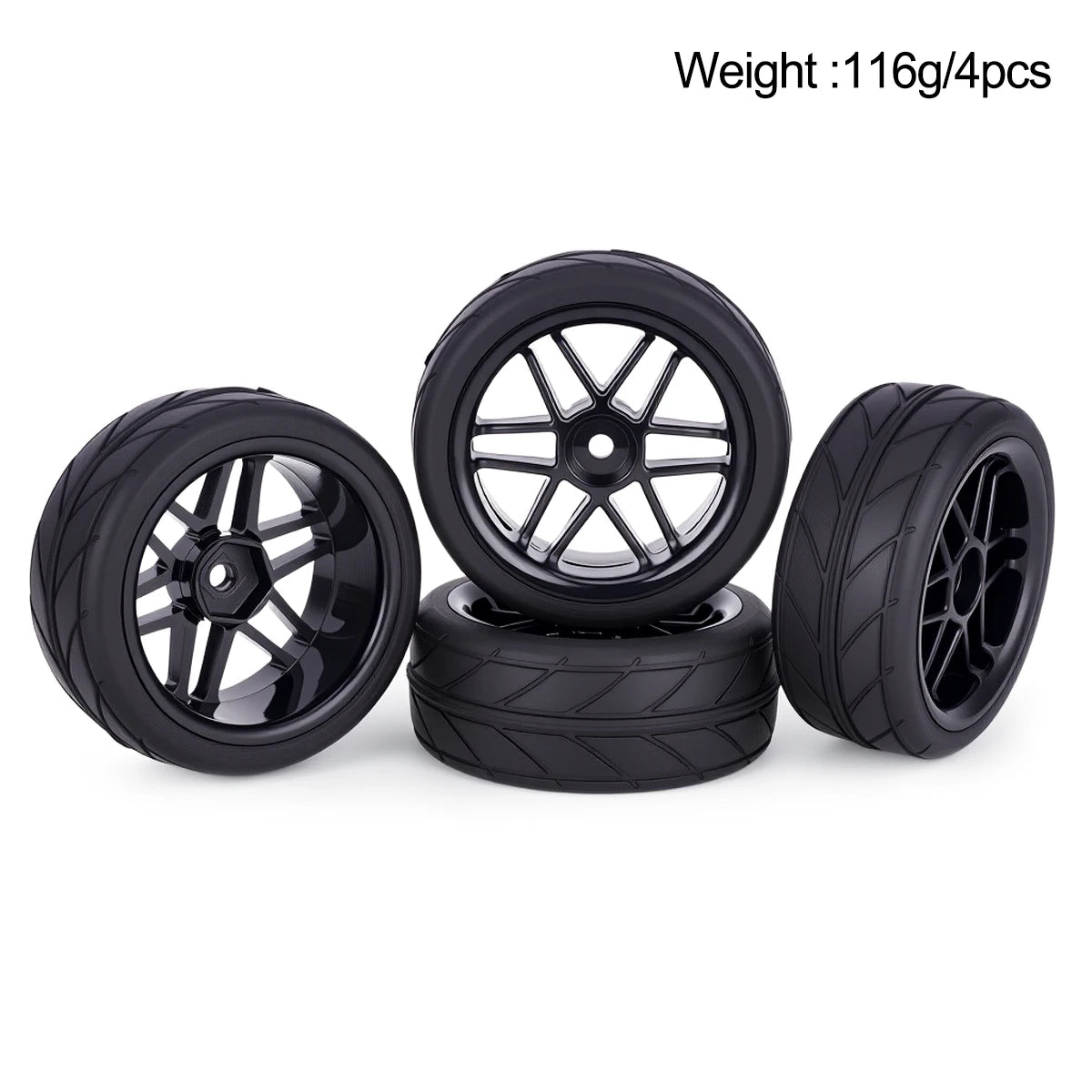 Pre-Glued Wheels & Tires Set - 65x26mm 12mm Hex Hubs