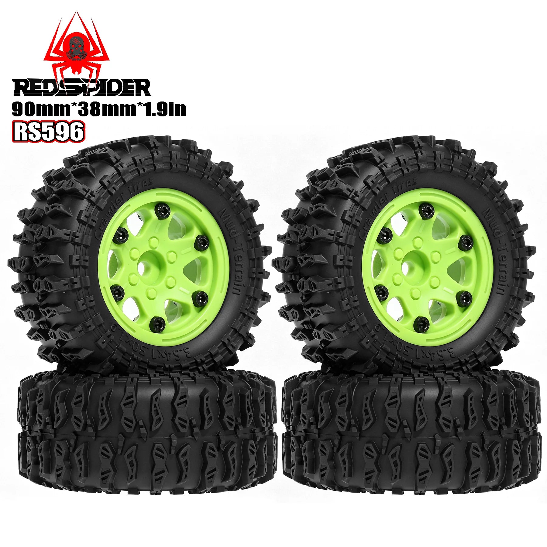 1/12 - 1.9" Beadlock Wheel & Tires Set
