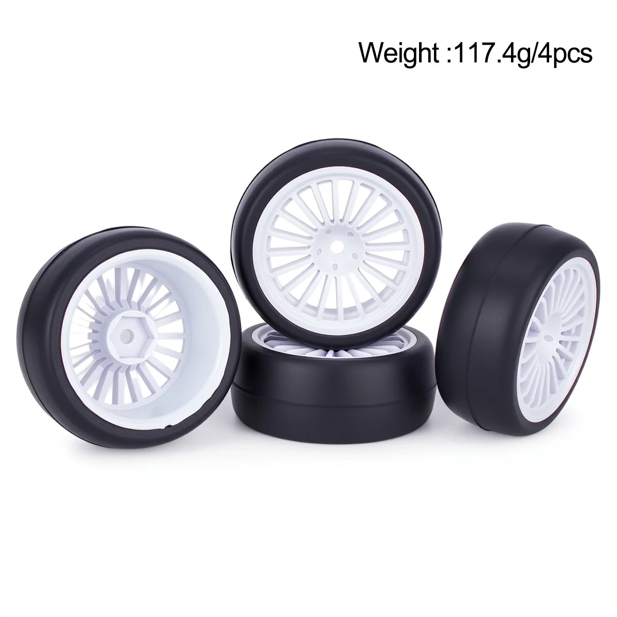 Pre-Glued Wheels & Tires Set - 65x26mm 12mm Hex Hubs