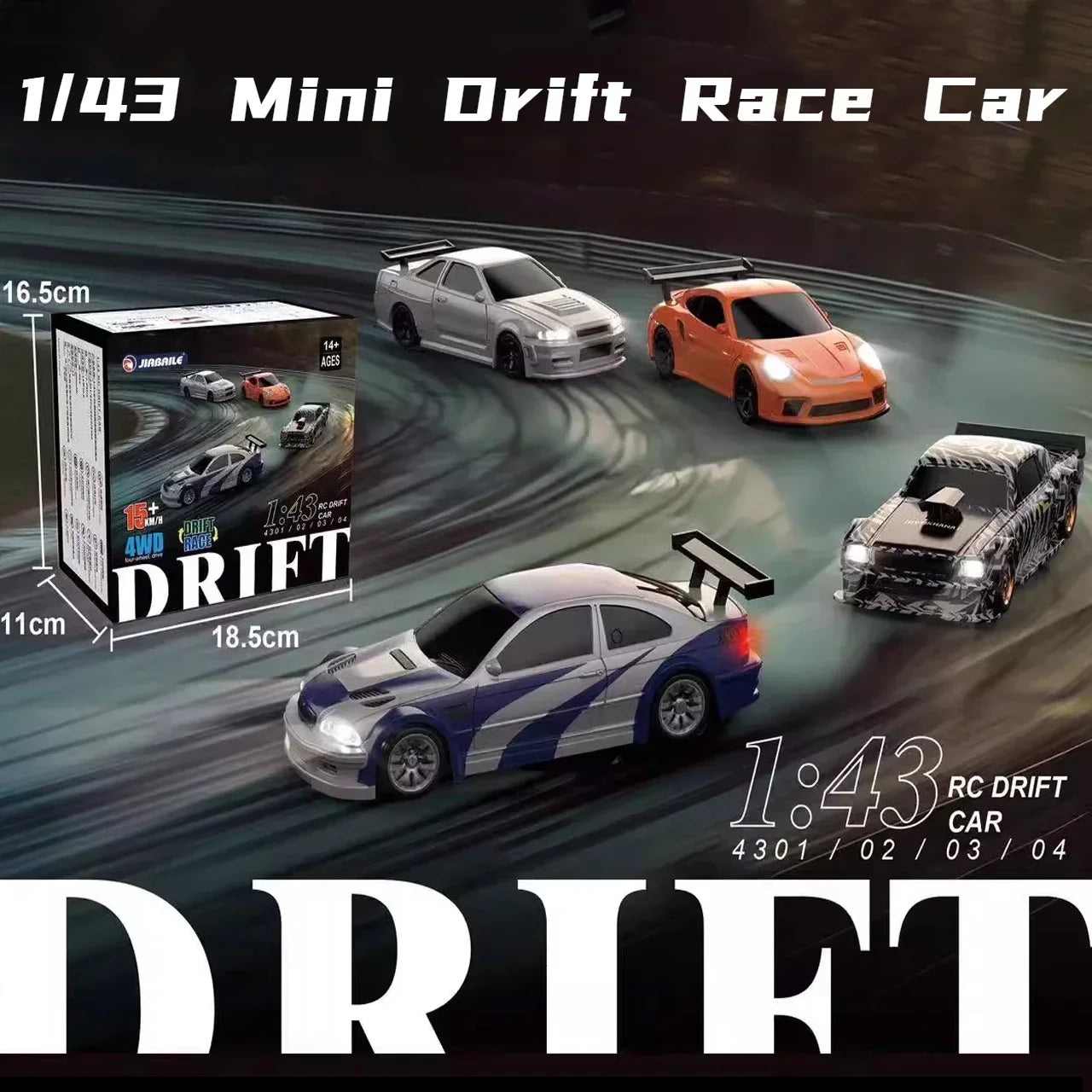 1/43 - 2.4G RC Drift Car's - 4WD High Speed,Four Wheel Drive Radio Controlled Mini