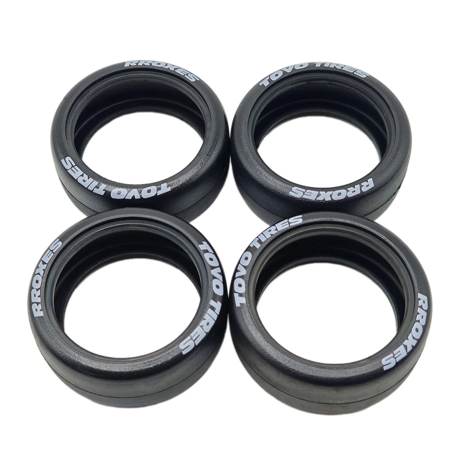 4Pcs 1/10 RC Drift Wheels Tires Hard Drift Racing Smooth Tread Tyres For 1:10 1/12 On Road Car TT01 TT02 Traxxas XV02 XV01 TA06